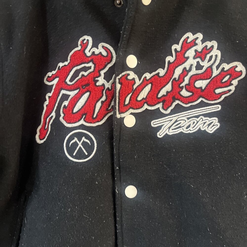 Authentic Jordan Craig Paradise Tour Varsity Jacket Off Black Beige Size 14 - Picture 4 of 12